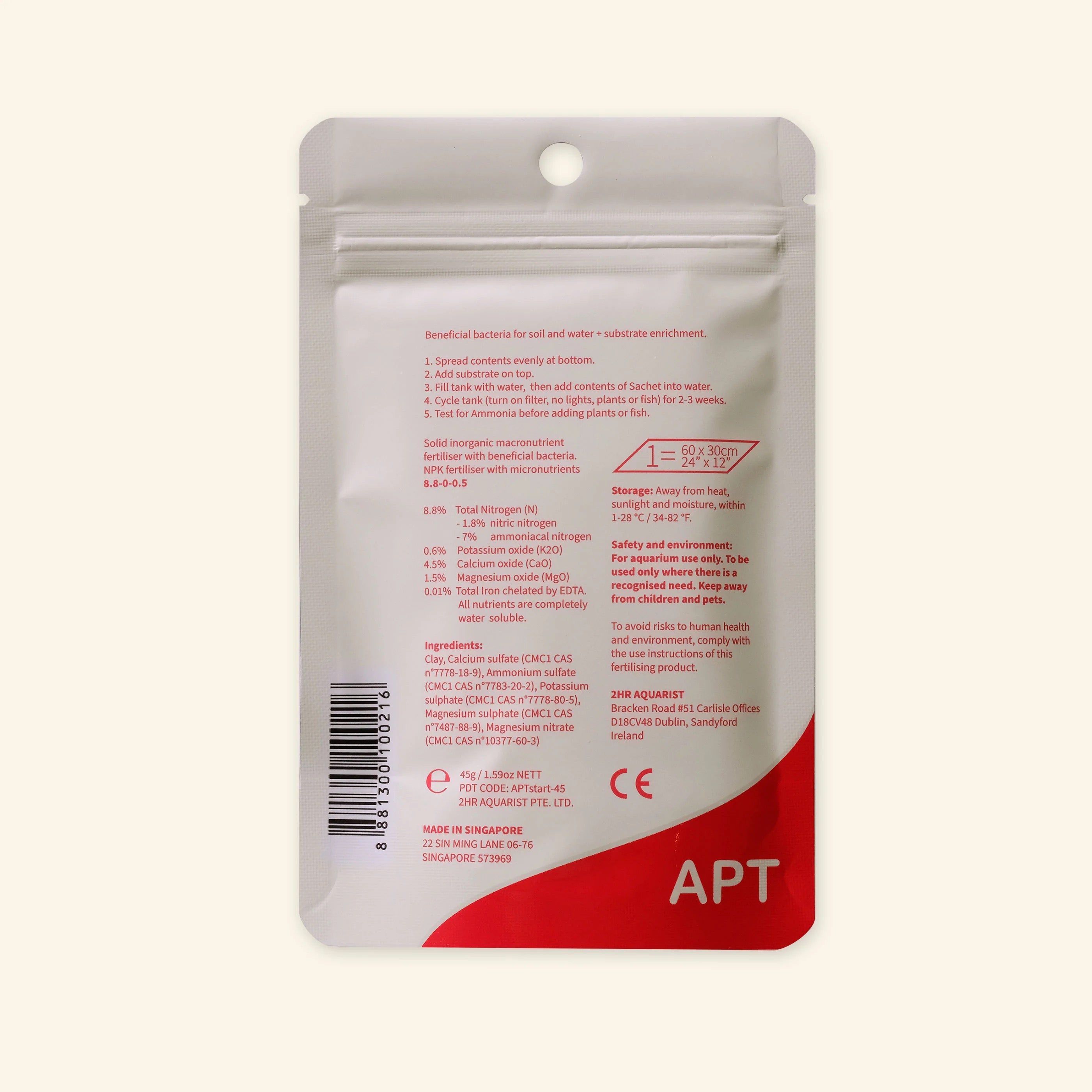 White and red package 2hr aquarist start starter bacteria aquarium on a white background