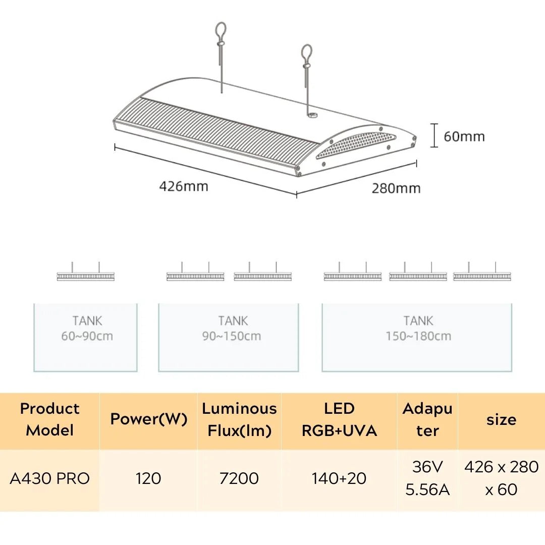 Weekaqua A-Series A430 Pro LED RGB Aquarium Light