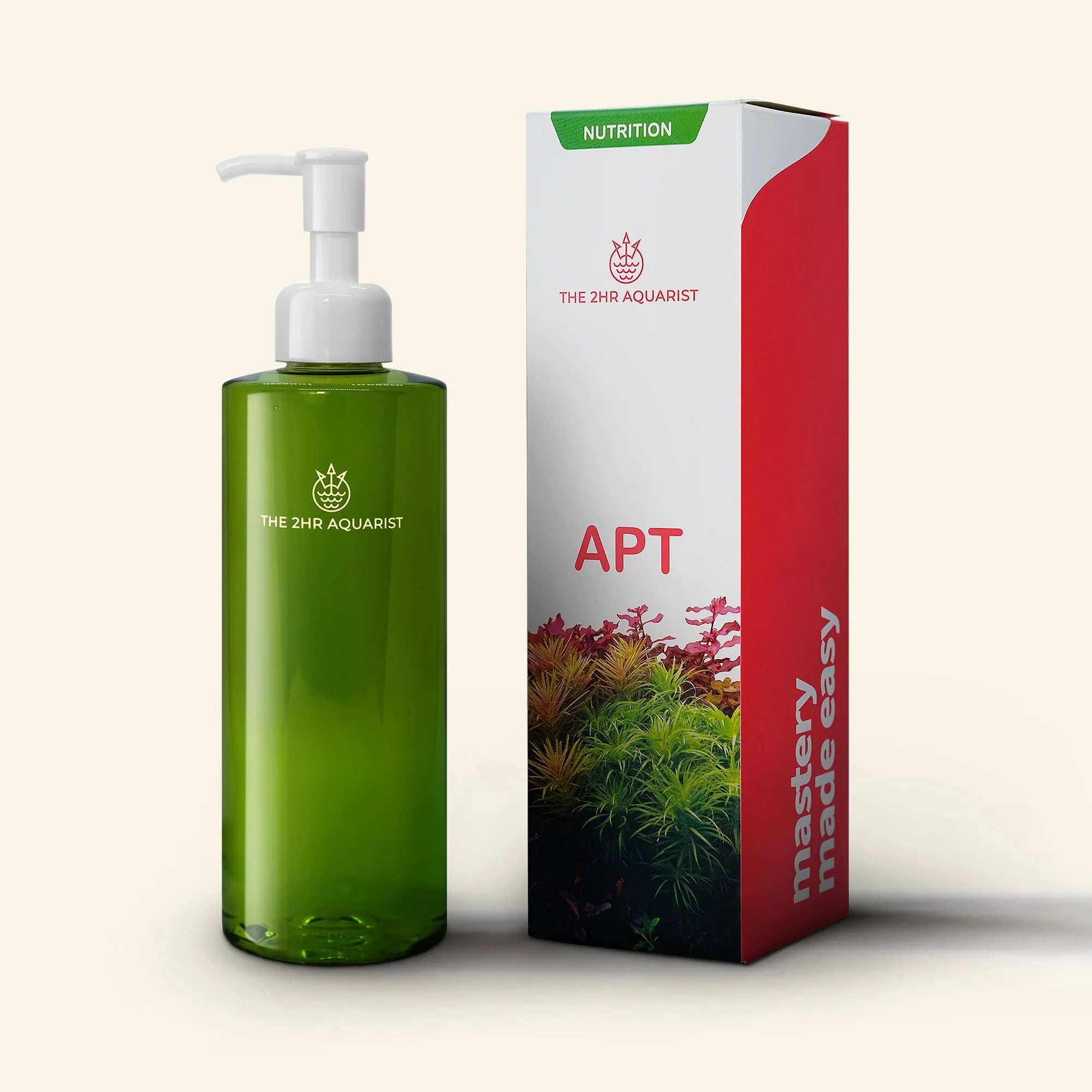 A complete liquid aquarium plant fertiliser with pump bottle labeled '2Hr Aquarist APT 1 Zero' 300ml.