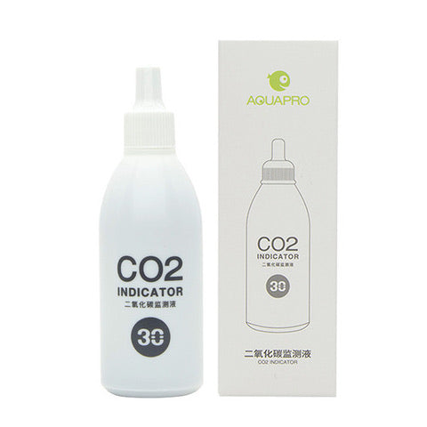 CO2 indicator bottle with packaging on a white background