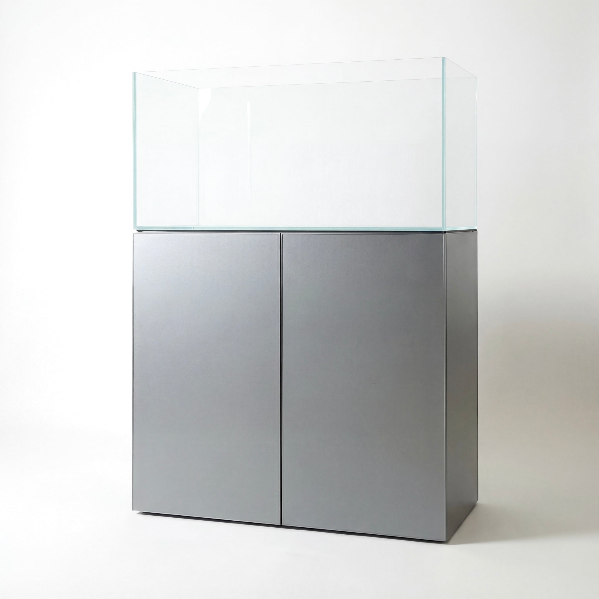 Gray cabinet with glass aquarium top front angle view 90cm 3ft cloudaqua