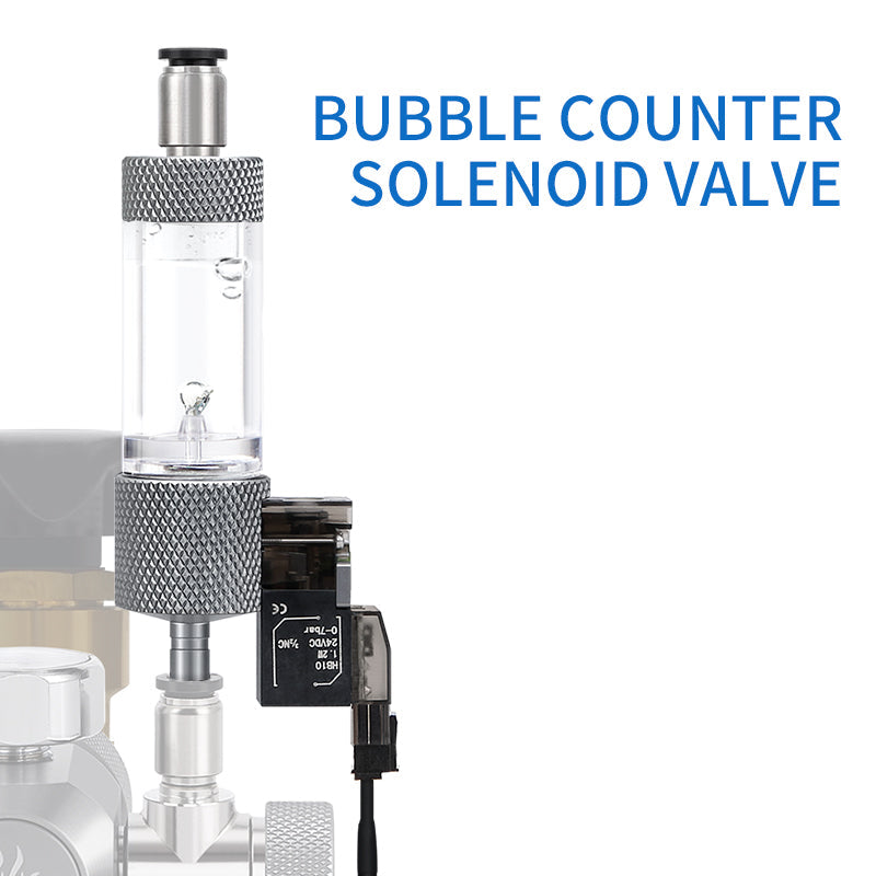 Bubble counter solenoid valve with clear