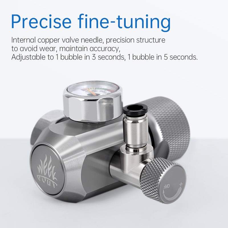 Aluminium dual gauge co2 regulator with precision dial