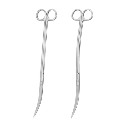 Two stainless steel aquapro aquarium pro curved and wavy scissors 28cm