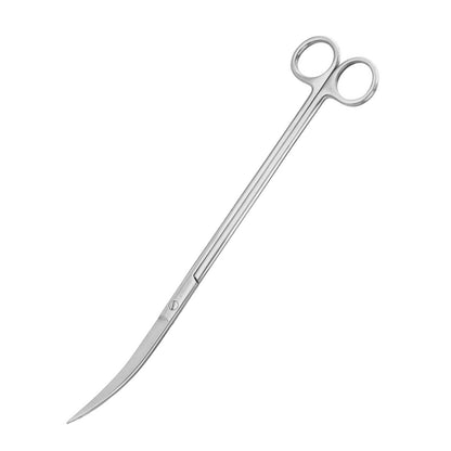A stainless steel aquapro aquarium pro curved scissors 28cm.