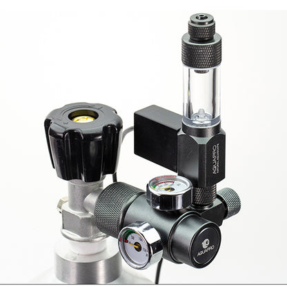 Compact aquarium co2 system aquapro with pressure regulator with gauges on a white background