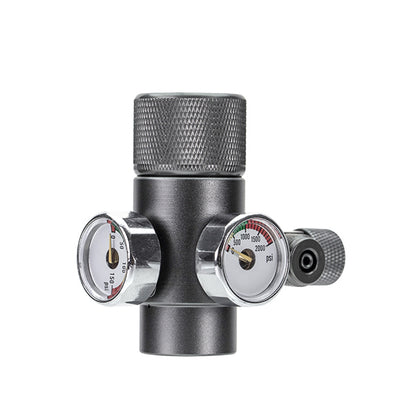 Compact pressure regulator with dual gauges for aquarium co2 on a white background