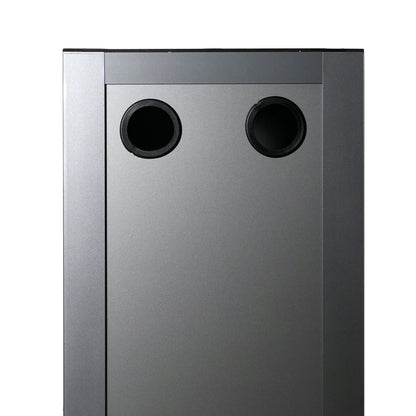 Rear of aquarium cabinet 45cm with two circular openings on a white background