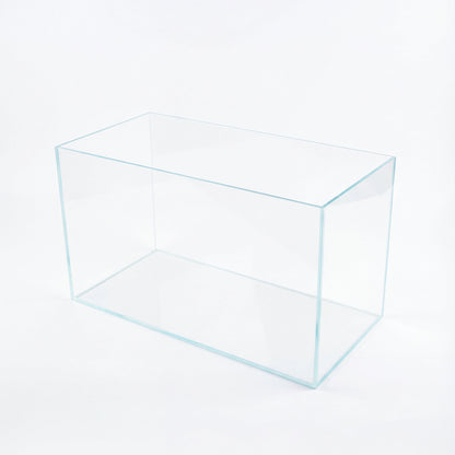 ultra clear glass tank aquarium against white background front angle shot 60 cm