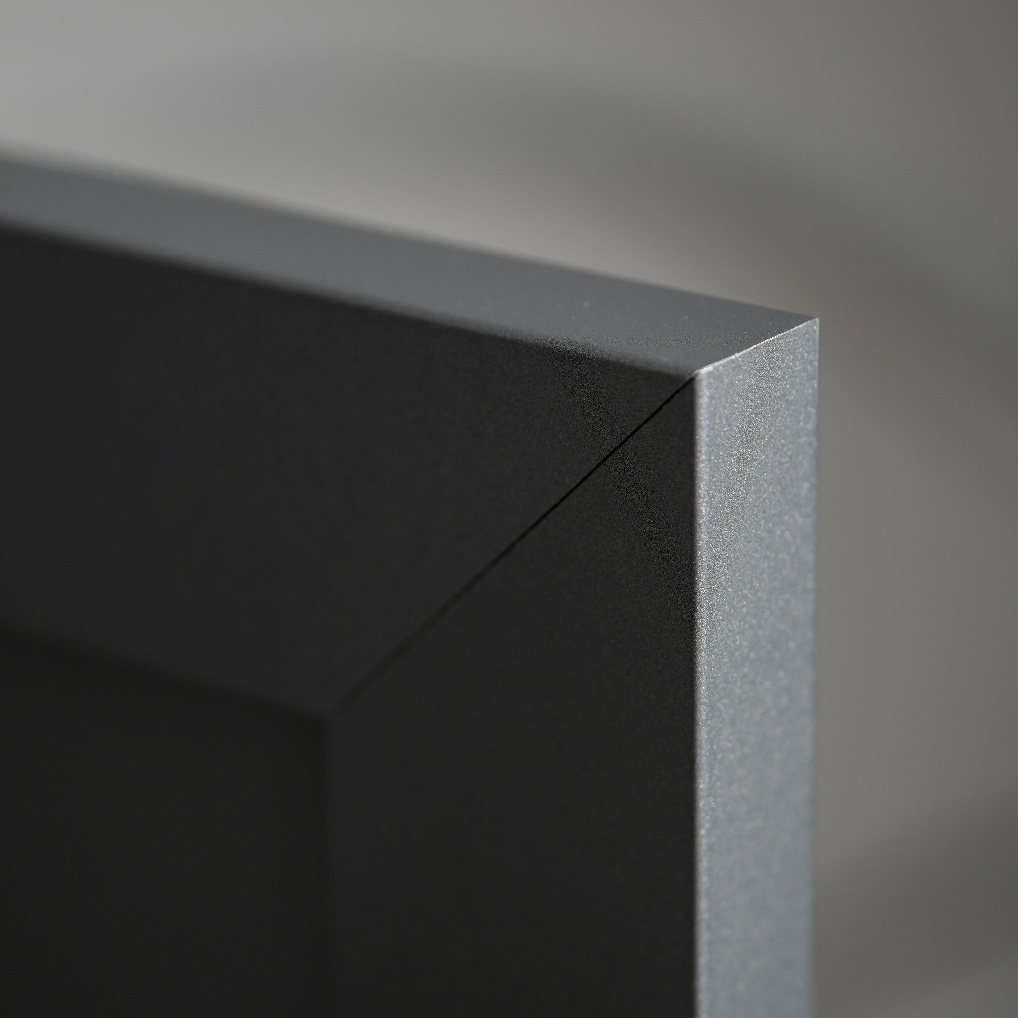 Close-up of a grey aquarium cabinet cloudaqua with a metallic sheen