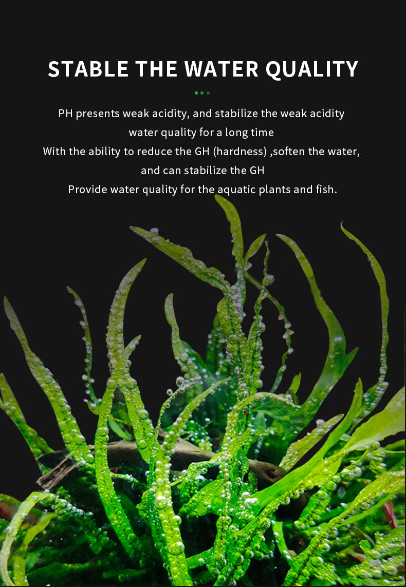 NETLEA V2 soil with Aquatic plants with text about stabilizing water quality in an aquarium setting