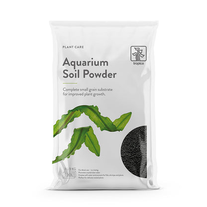 A package of 3L Tropica Aquarium Soil Powder with a window showcasing contents