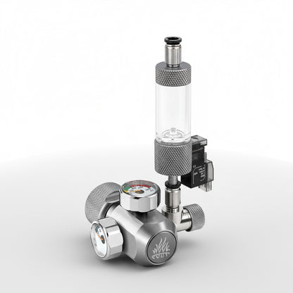 Aluminium and clear co2 pressure regulator with bubble counter and solenoid