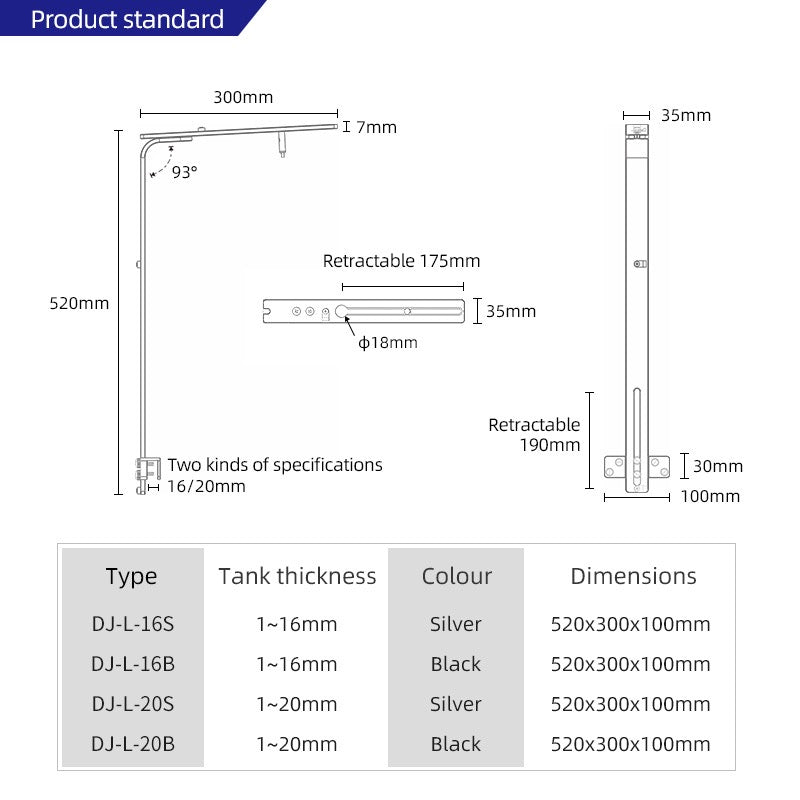 weekaqua large aquarium light hanging arm square specifications