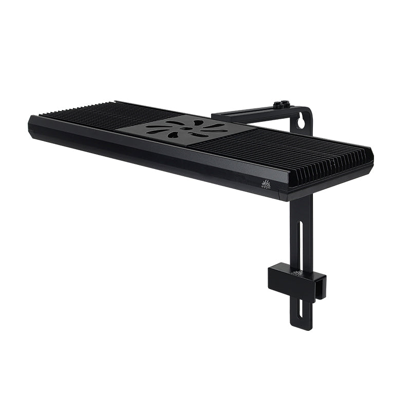 Black metal weekaqua z400 pro r aquarium light profile with adjustable bracket on a white background